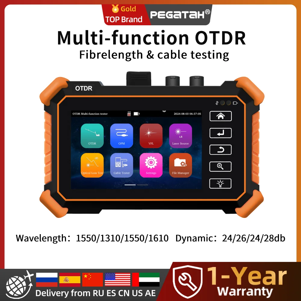 PEGATAH 5.55 Inch OLED OTDR Tester MOT-50 Touch Screen OTDR OPM VFL Optic Time-domain Reflectometer Utp Cable Optic Fiber Tester