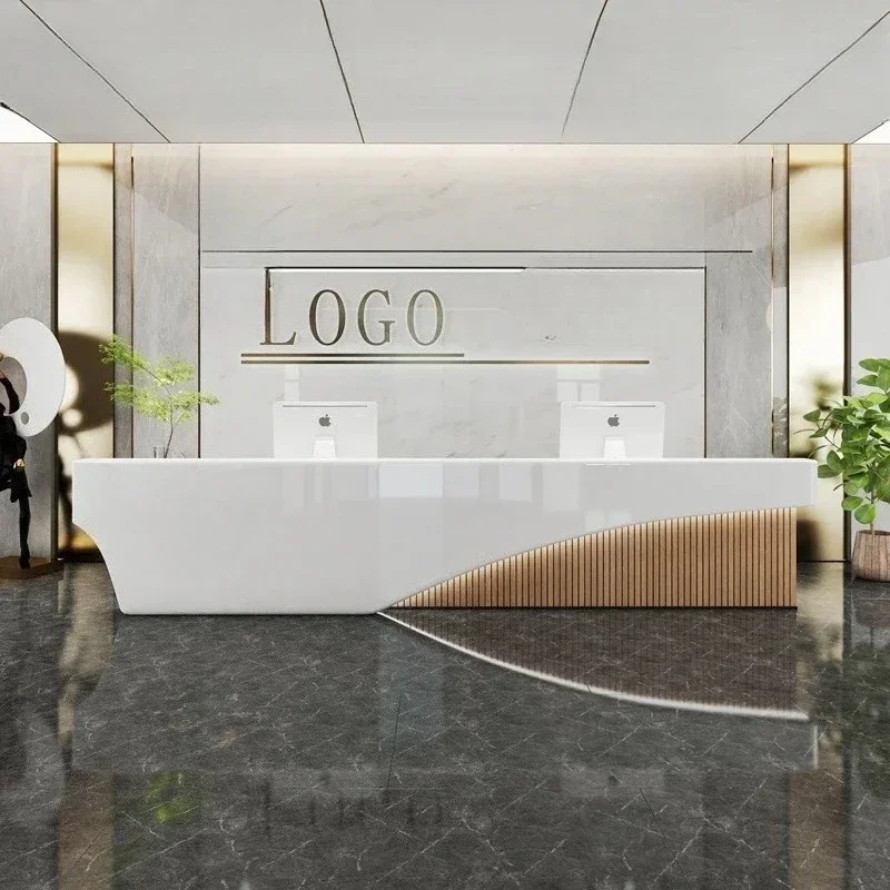 Table Atelier Minimalist Furniture Reception Counter Desk Long Modern Hairdressing Beauty Salon Shop Service Bureau Front