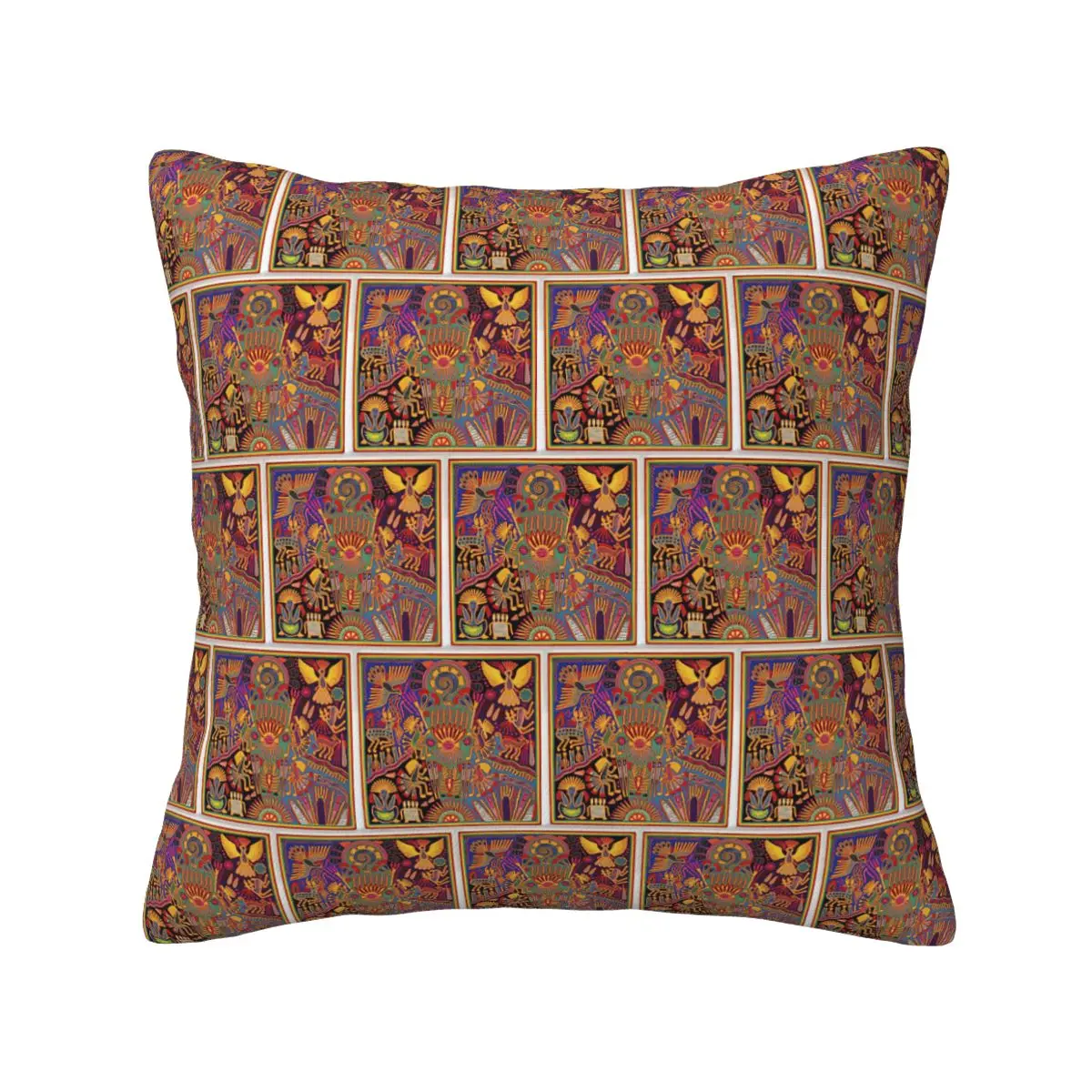 Huichol Mexican Heritage Square Pillowcase Pillow Cover Cushion Zip Decorative Comfort Throw Pillow for Home Bedroom