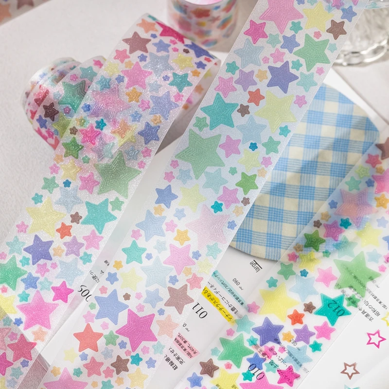 Korean Ins Cute Star Heart PET Tape Hand Account Decorative Tape Collage Planner DIY School Stationary Stickers