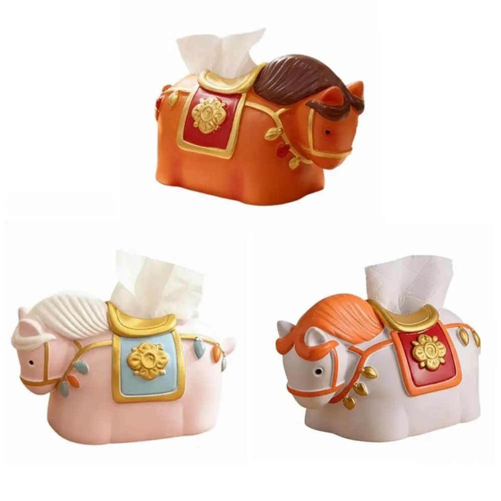 Figurka Model Koń Rok Pudełko na Chusteczki Lalka Zabawka Kolekcjonerska Koń Pudełko na Chusteczki Dekoracyjne Kreskówkowe Zodiakalne Figurki Koń Zabawka