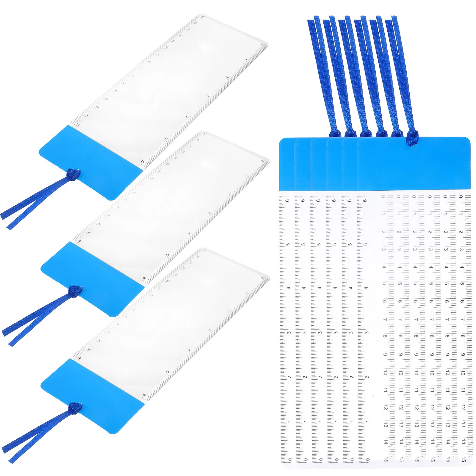 10Pcs PVC Bookmarks Clear Bookmark Sleeves for Teens Women Men Book Marking Decor Functional Ruler Design Reader Gift Idea