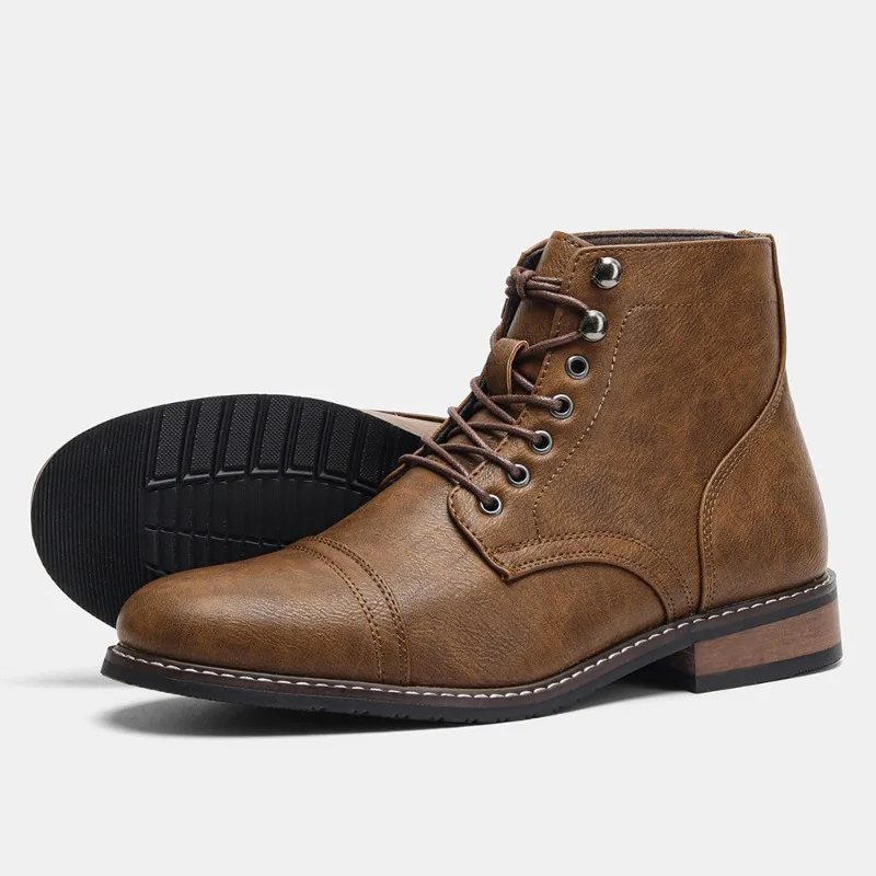 

Men's Boots High Quality Casual Leather Boots Classic Lace Up Ankle Boot Fashion Men Business Dress Boots Oxford High Top Botas