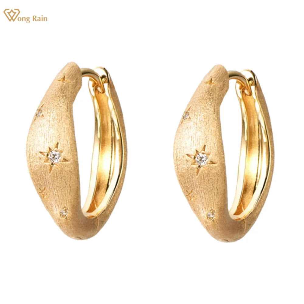 

Wong Rain Vintage Solid 925 Sterling Silver Lab Sapphire Gemstone Personality Hoop Earrings Fine Jewelry for Women Wholesale