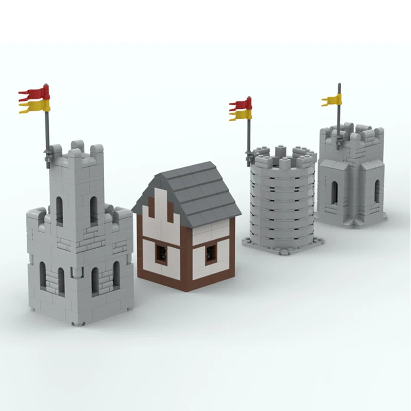 Mittelalterliche Burg Modell MOC Bausteine Burg Turm Zubehör Modulare Technologie Kinder Urlaub Geschenke Montieren Spielzeug Anzug