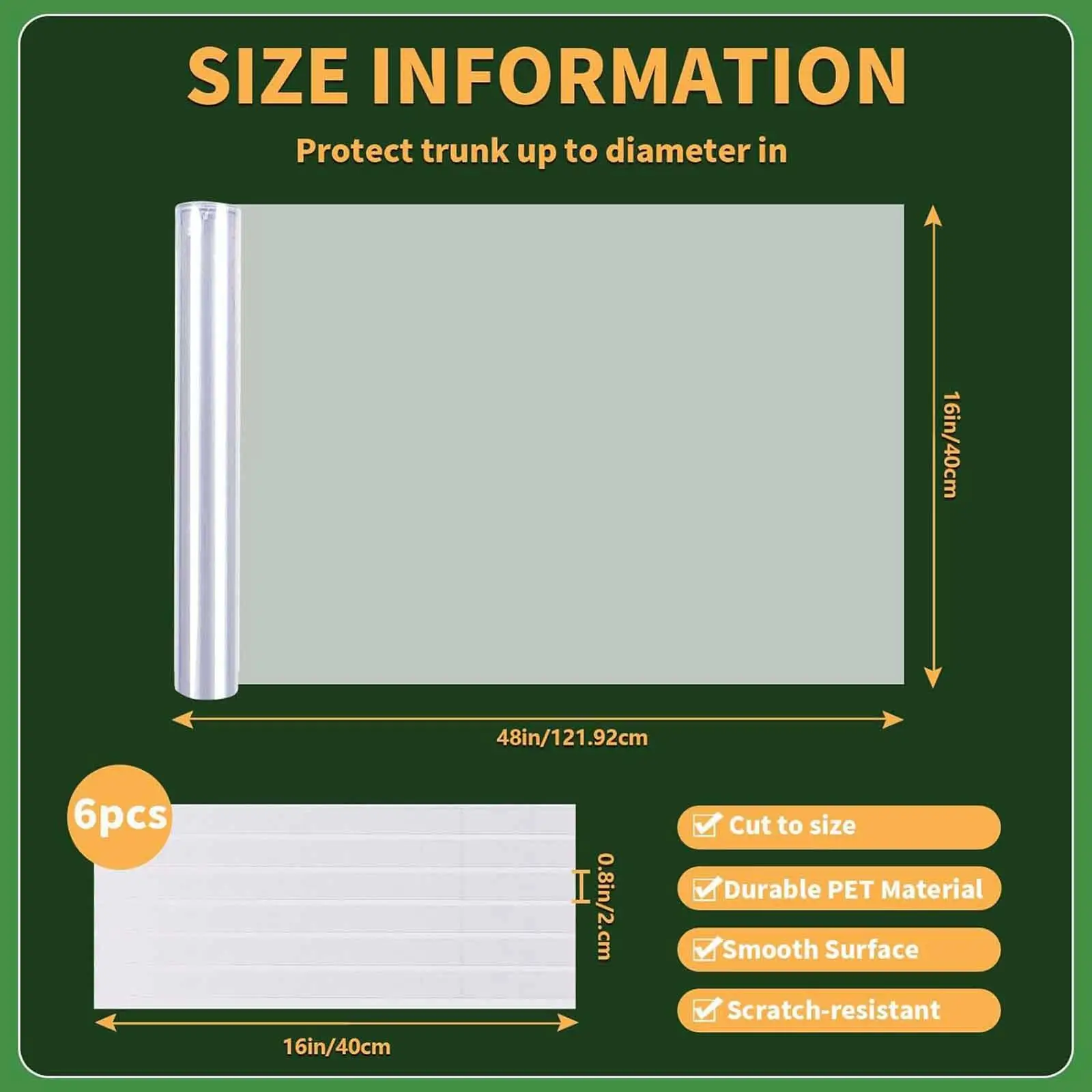واقي صندوق شجرة PVC خارجي سهل الاستخدام مع شرائط لاصقة ذاتية التفاف غطاء نباتي لفناء شجيرة الشتاء #6