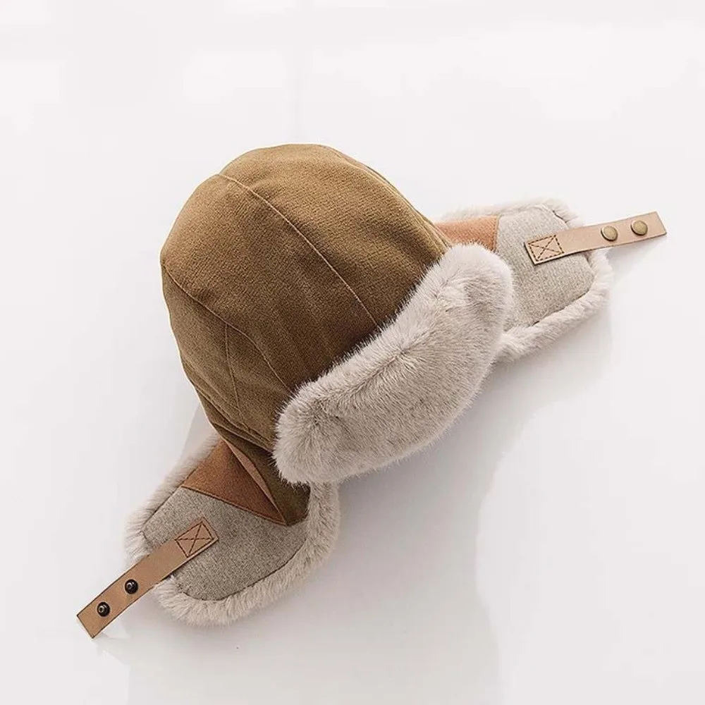 Farbblock-Wintermütze mit Fleece-Futter, Ohrenklappen, winddicht, windresistent, dicke, thermische Patchwork-Skimütze – Detail 19