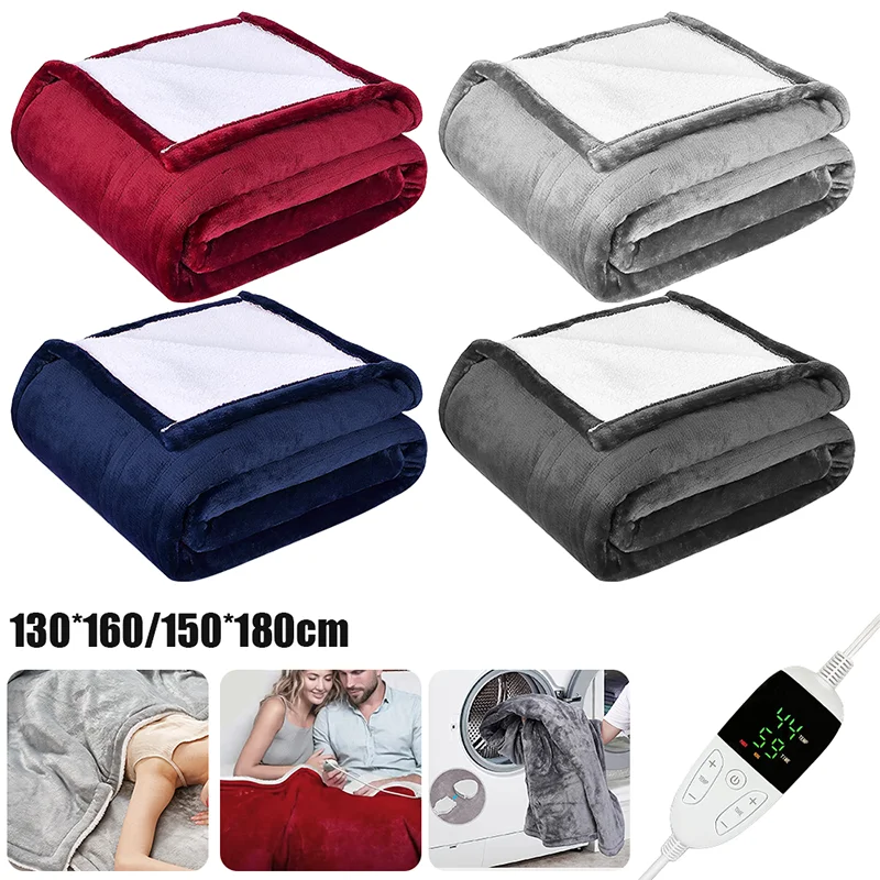 EU Plug Electric Blanket Flannel Quick Heating Blanket Blanket Overheat Protection Washable Full Body Warming Home Office