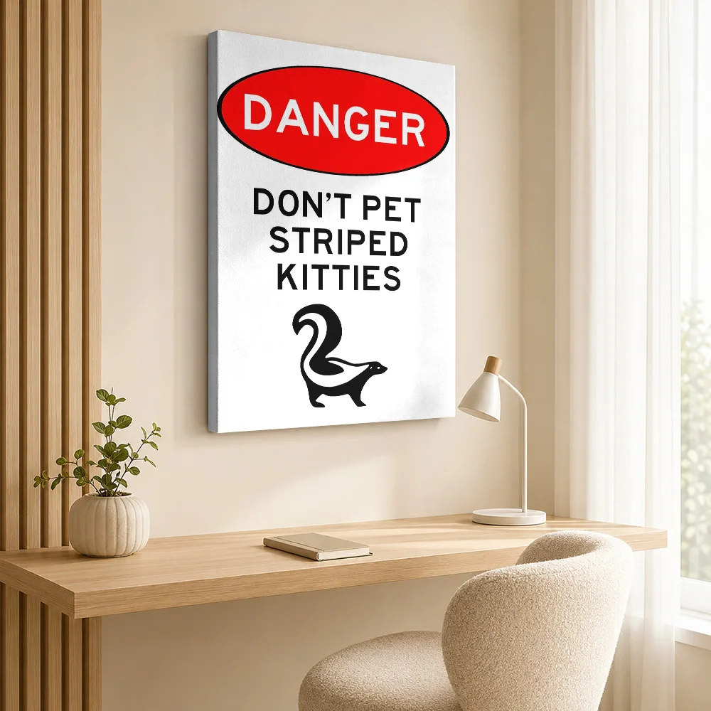 Skunk Cat Funny Outdoor Canvas Poster Customized Funny Typography Wall Paintings Decoration for Bathroom Kitchen Ready to Hang