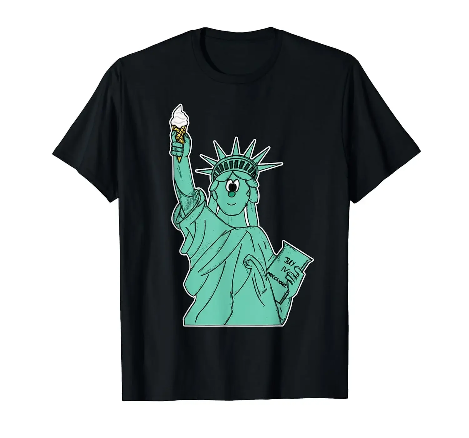 USA Statue Of Liberty Ice Cream Boys Girls Kids Funny 4th July T-Shirt