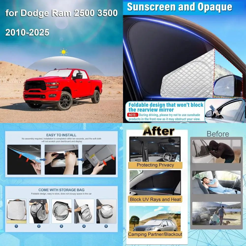 

Индивидуальный оттенок окон Dodge Ram 2500-3500 для моделей 2010-2025, блокирующие УФ-защитные шторы для лобового стекла и боков