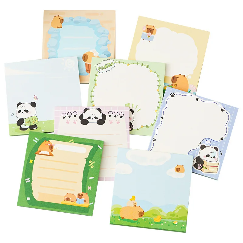 4 pcs/lot Cute Capybara Panda Cartoon Memo Pad To Do List Mini Notepad Deco Planner Scrapbooking Kawaii Stationery Gift Prizes