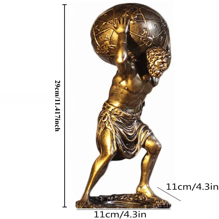 Starożytna grecka statuetka Atlas Titan Holding Heaven Figurki Dekoracja salonu Rzeźba Postać Żywica Mythological Figures