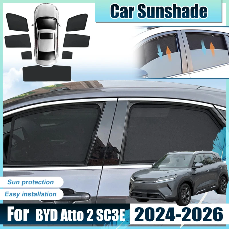

For BYD Atto 2 Accessories Yuan Pro SC3E 2025 2026 2024 Car Front Rear Window Sun Shades Covers Anti UV Visors Heat light Mesh