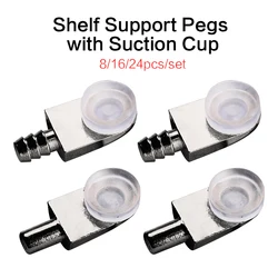 8-24Pcs Support Holder Bracket with Suction Cup Shelf Support Pin for Glass Wood Shelf