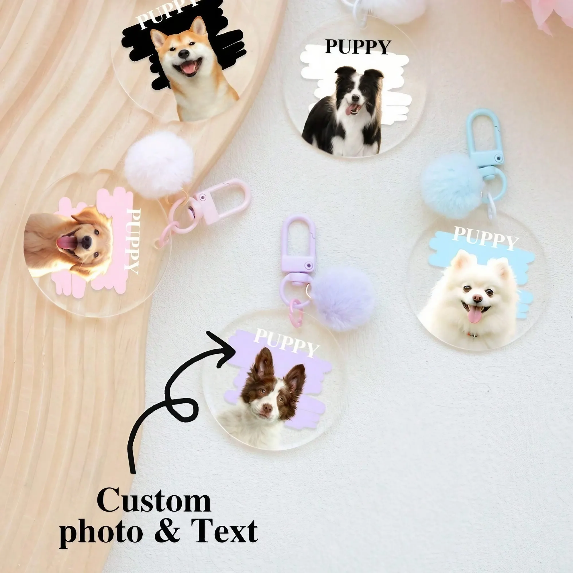 

Custom Photo Keychain Acrylic Pet Keychain Engraved Name ,Photo ,Jewelry Gifts for Pet Lover,friends,mom