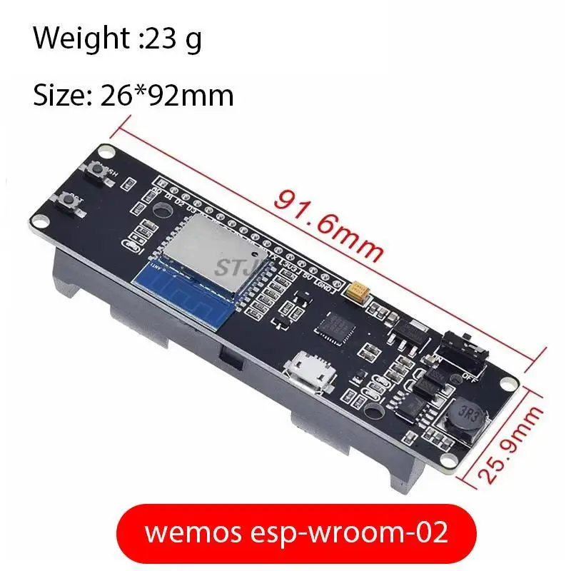 For WeMos D1 ESP-Wroom-02 Mother Board ESP8266 Mini WiFi Nodemcu Module 18650 Charging Battery Development Board Nodemcu PWM I2C