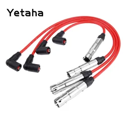 Yetaha 4Pcs 57041 Spark Plug Wires Ignition Cable Set For Beetle Golf For Jetta GL Hatchback 2-Door RC-VWC035