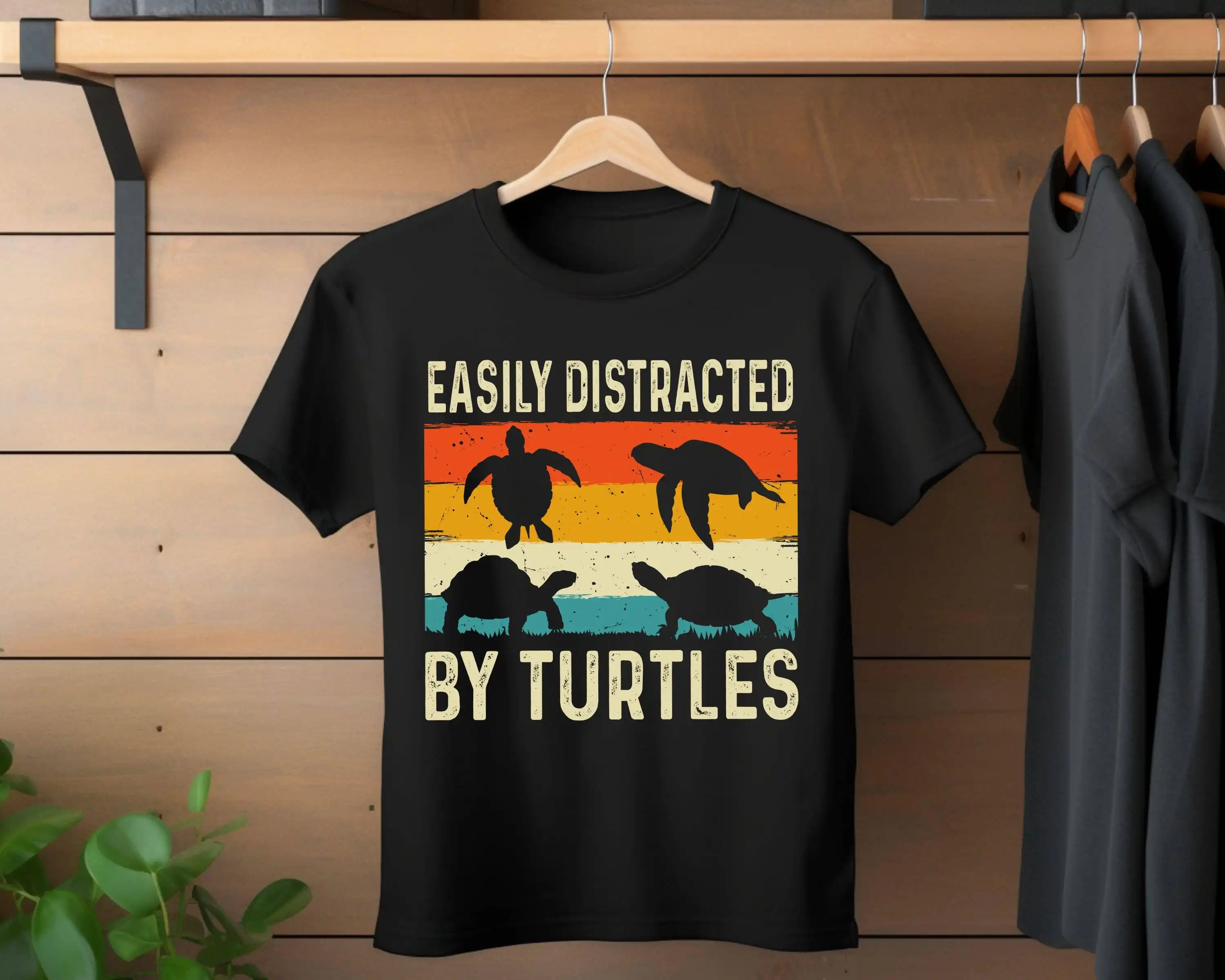 Turtle T Shirt Easily Distracted By Turtles Save The For Lover Environment Retro Vintage