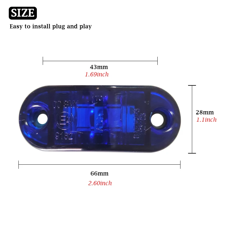 6Pcs 12V 24V Marine Boat Transom LED Stern Light Round LED Tail Lamp Waterproof Underwater Runner Side Marker Lights Blue