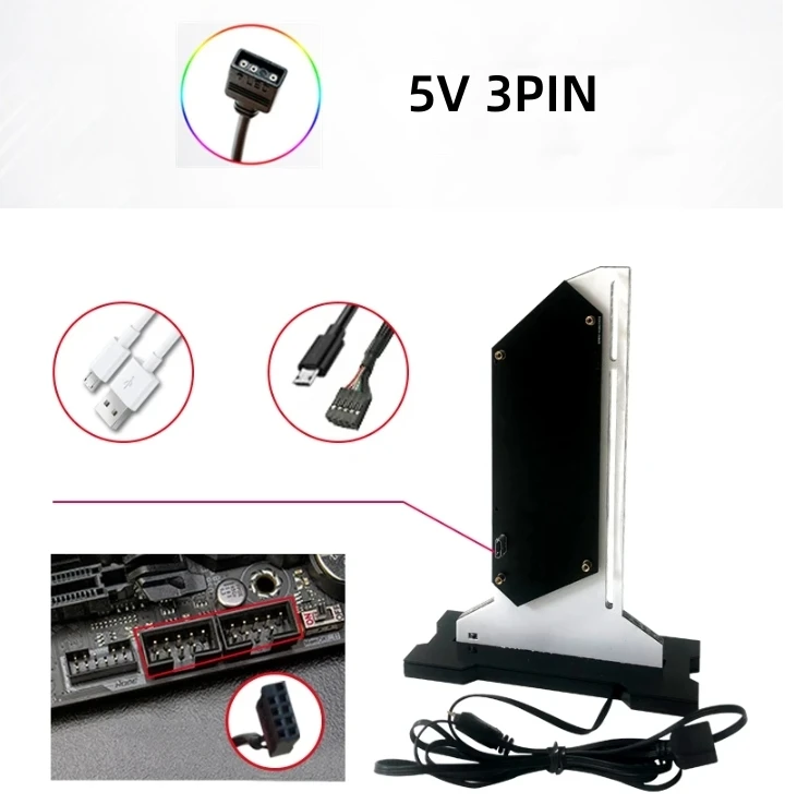 Graphic Video Card Bracket VGA Holder With 2.4 inch LCD Display Support RGB CPU GPU RAM Monitor AIDA64 for PC Gamer Cabinet DIY