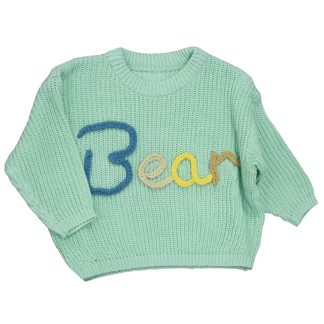 Hand Embroidered Names Colorful Dots Children\'s Sweaters Cotton Baby Embroidery Christmas Birthday Gift