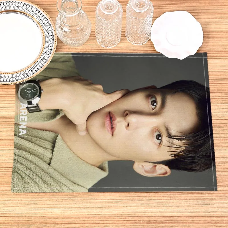 Nice Ji Chang Wook KPOP Placemat Linen Dining Table Mats Pads Bowl Cup Mat Home Decor Kitchen Accessories 0414