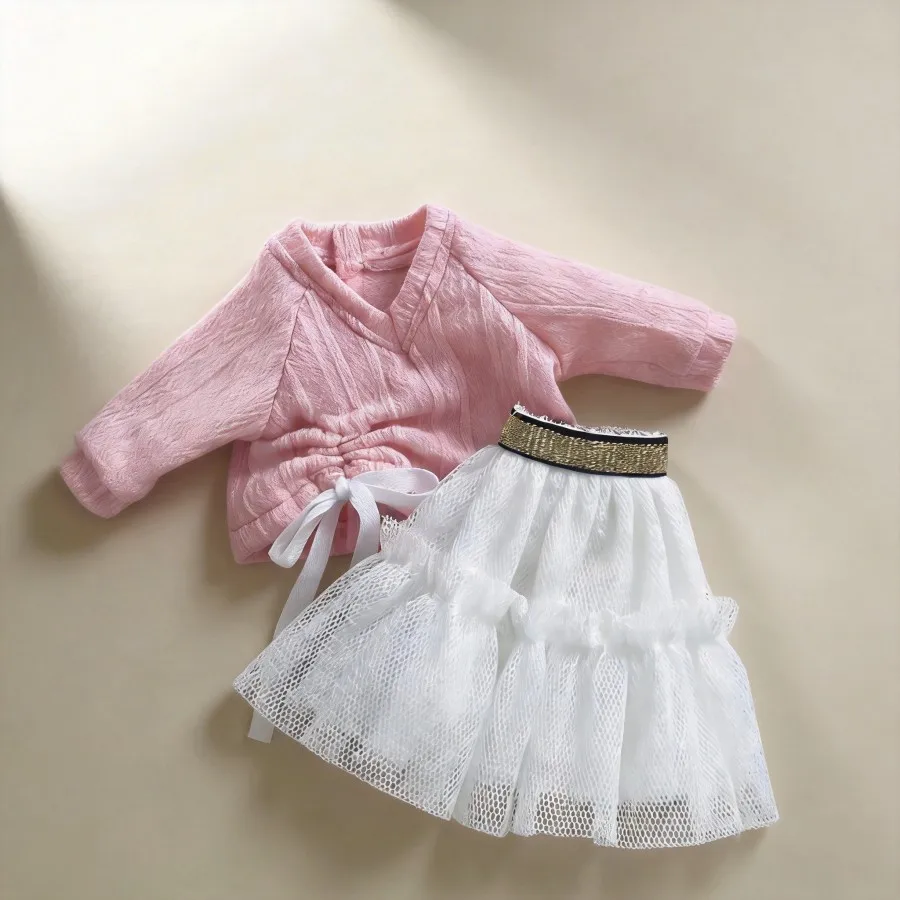 

1/6 30cm BJD Doll Clothes Sweet Princess Style V-neck Sweater+Tulle Skirt New Year Outfit for BJD Doll