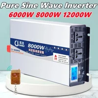 Inversor de 12V 24V 48V 60V a AC110V220V 6000W 8000W 12000W inversor de onda sinusoidal pura fuente de alimentación de cargador de coche Solar para el hogar y RV