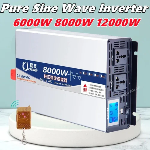 Inversor de 12V 24V 48V 60V a AC110V220V 6000W 8000W 12000W inversor de onda sinusoidal pura fuente de alimentación de cargador de coche Solar para el hogar y RV