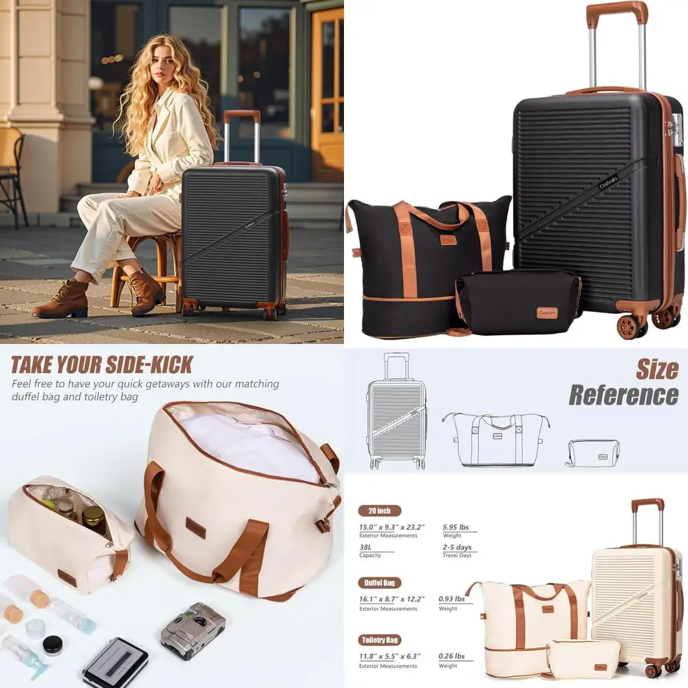 

Компактный комплект багажа из трех предметов: 22x14x9, одобренный авиакомпанией, 20 чемоданов из АБС-пластика с колесами и замком TSA — легкий, прочный, водонепроницаемый