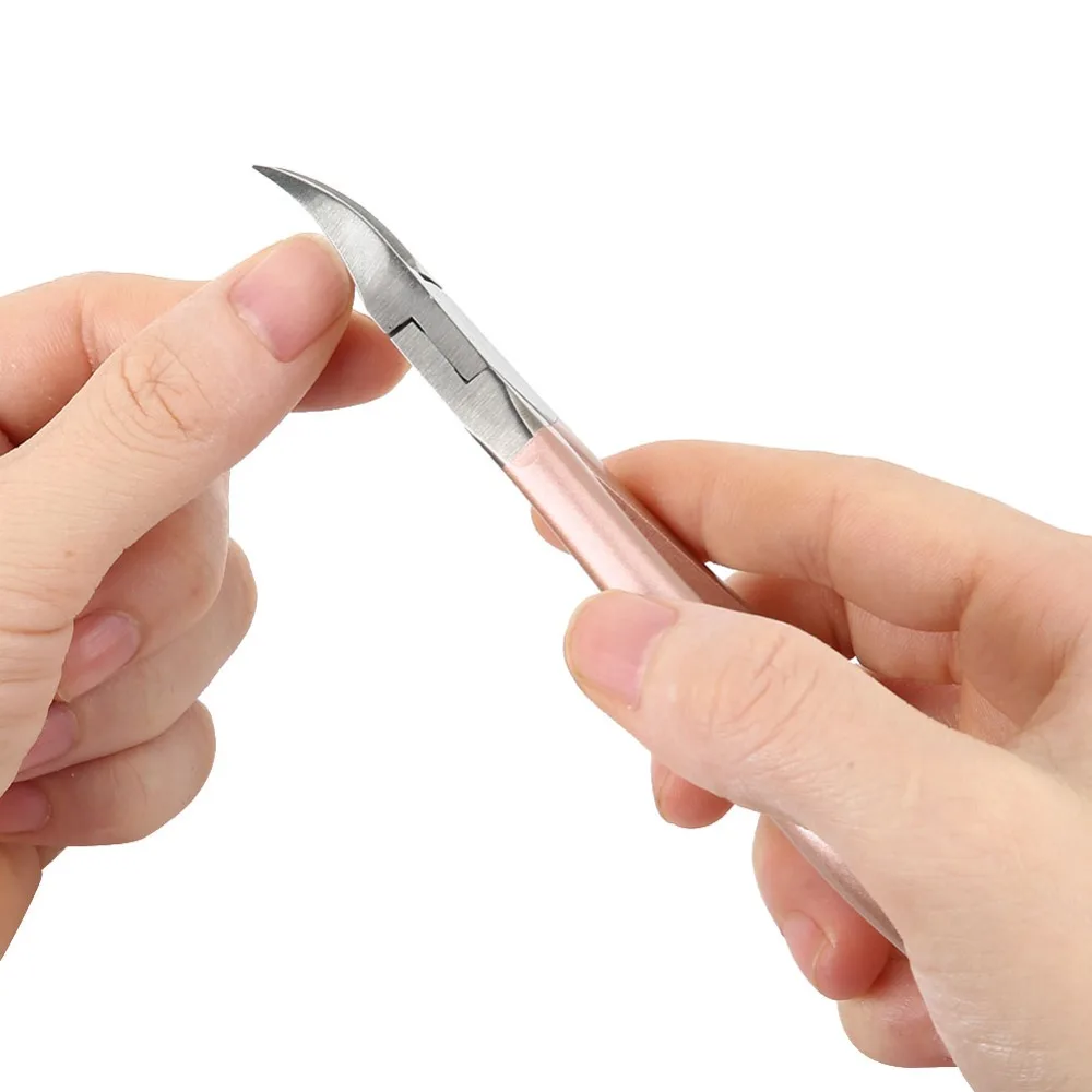 Stainless Steel Ingrown Nail Clippers Built-In Spring Structure Rose Gold Toenail Trimming Cutter Sharp Super Fine Tip