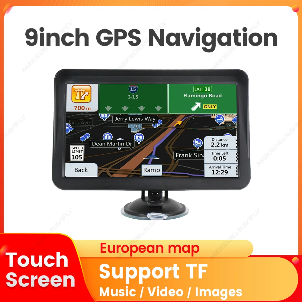 9 Inch Touch Screen Car GPS Navigation Truck Sunshade Sat Nav 256M+8G 2025 Europe Map Navigators FM Transmitter Hi-Fi Speakers