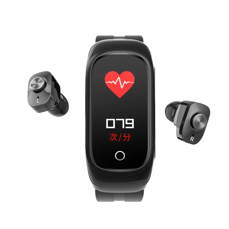 

Новый Bluetooth 2-в-1 TWS смарт-браслет с мониторингом сердечного ритма и артериального давления Bluetooth-вызов спортивный умный браслет