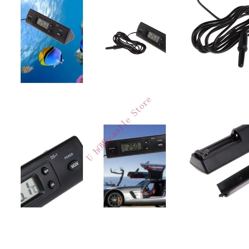 63HF Digital Thermometer Hygrometer Temperature Humidity Gauge with Probe for Vehicle