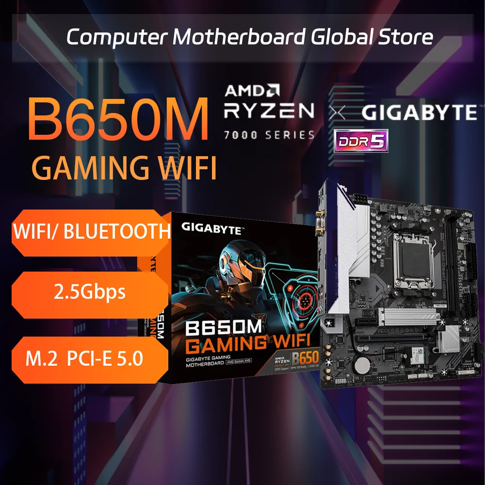 

Новый игровой Wi-Fi 2,5G GIGABYTE AMD B650M, новый Micro-ATX AMD DDR5 6600 МГц M.2 USB3.2 128G, разъем AM5, материнская плата