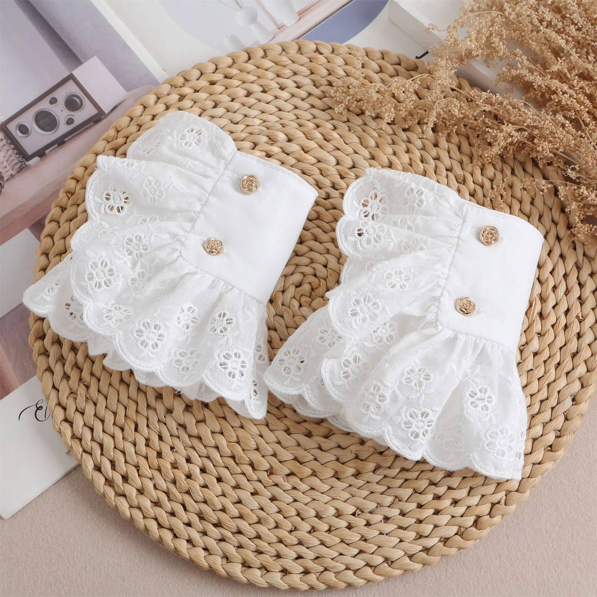 꽃 레이스 커프스 웨딩 드레스 셔츠 용 가짜 슬리브 분리형 가짜 슬리브 확장 손목 따뜻한 장식