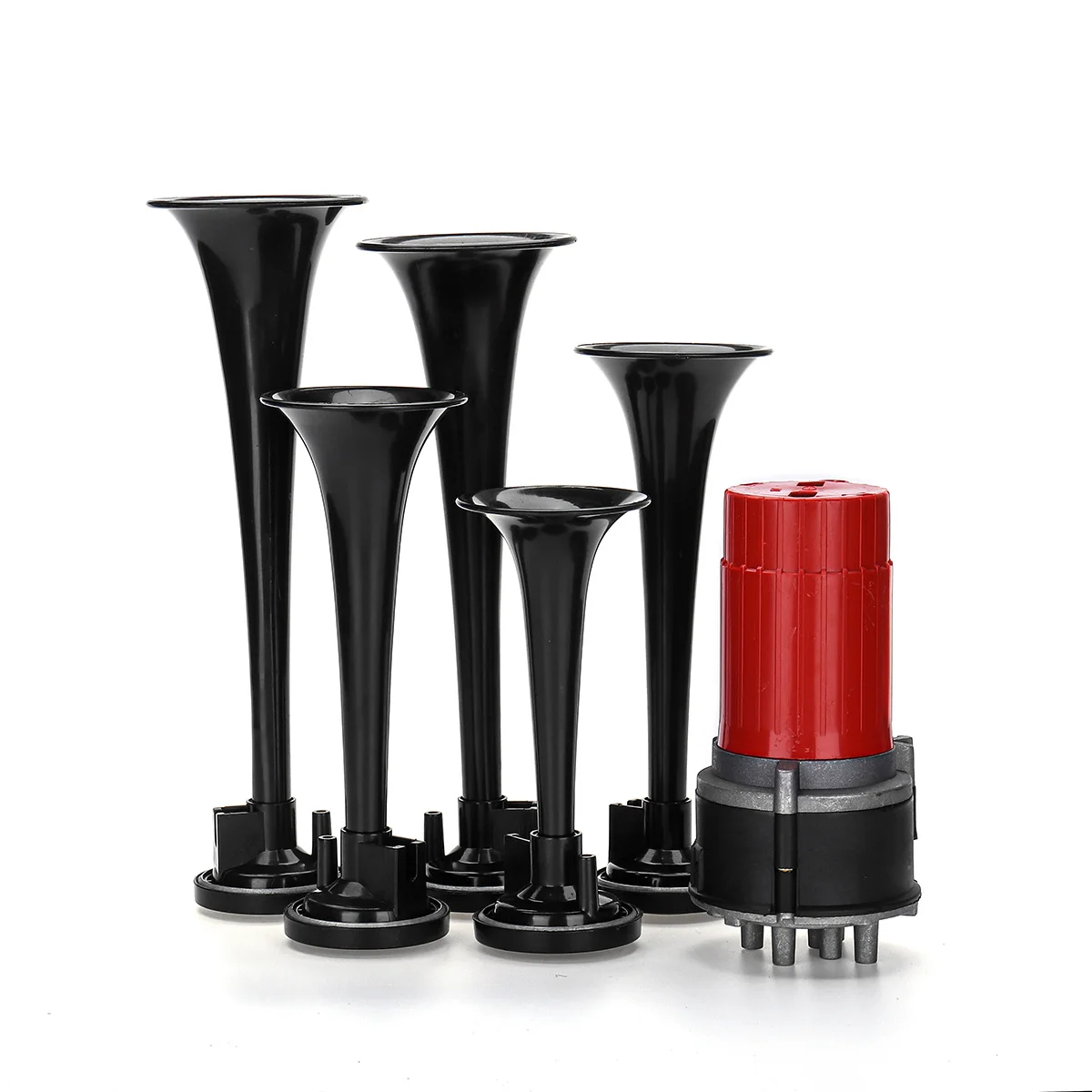 Black 5-Trumpet Air Horn Compressor Universal 12V 125dB DIXIE Musical Air Horn Dukes of Hazzard General-Lee Car Truck Boat