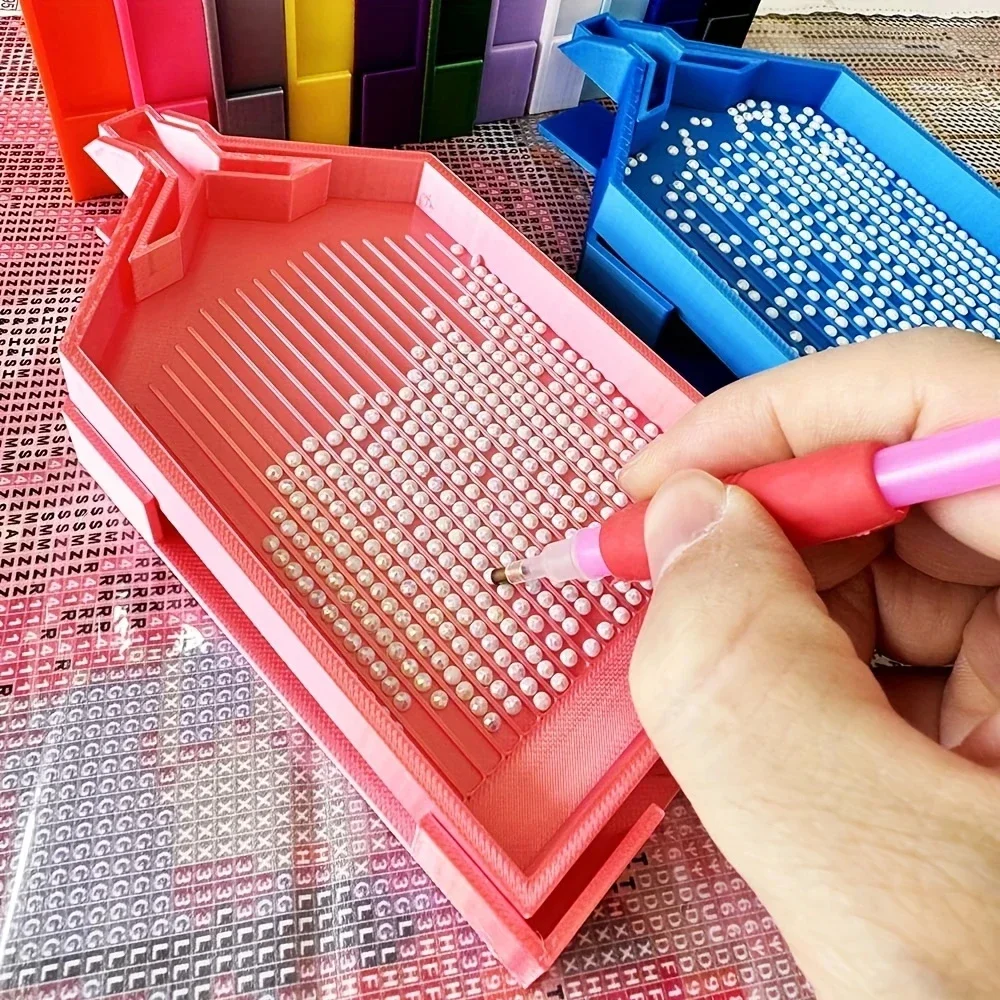 New Large Diamond Painting Tray Storage Box with Y Shape Pop-up Plug for 5D Diamond Painting Accessories Tools