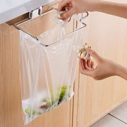 Kitchen Trash Rack Cabinet Door Garbage Bags Holder Stainless Steel Closet Garbage Storage Holder Garbage Bags Rack Holder