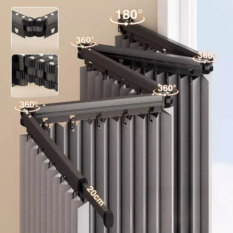 C-shaped Waterproof Shower Foldable Shower Curtain Rod for Bathroom and Toilet No Need To Drill Holes Dry-wet Separation