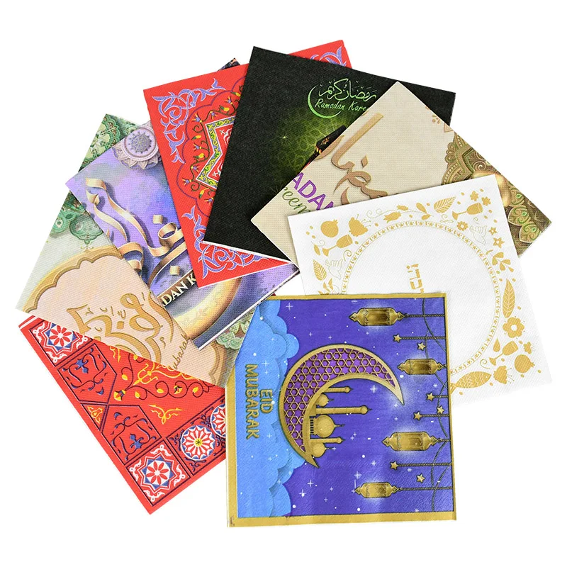 

20Pcs Eid Mubarak Paper Napkin Eid Table Ornament Ramadan Kareem Decoration 2023 Islamic Muslim Home Party Supplies