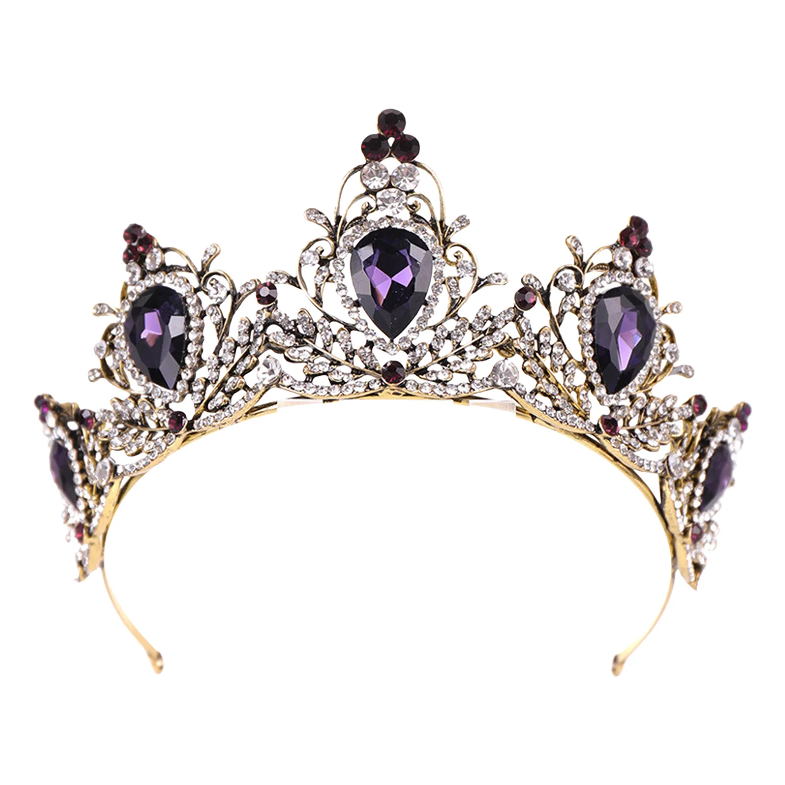 Crown Headpiece Lightweight Baroque Crown for Wedding Bridal Party Accessories Retro Alloy Crystal Tiara Jewelry Elegant view 6