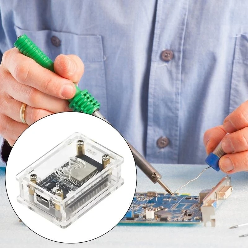 علبة حماية من الأكريليك لـ NodeMcu Lua CP2102/CH340G ESP32 IoT لوحات حامل حماية ميزة التجميع سهلة