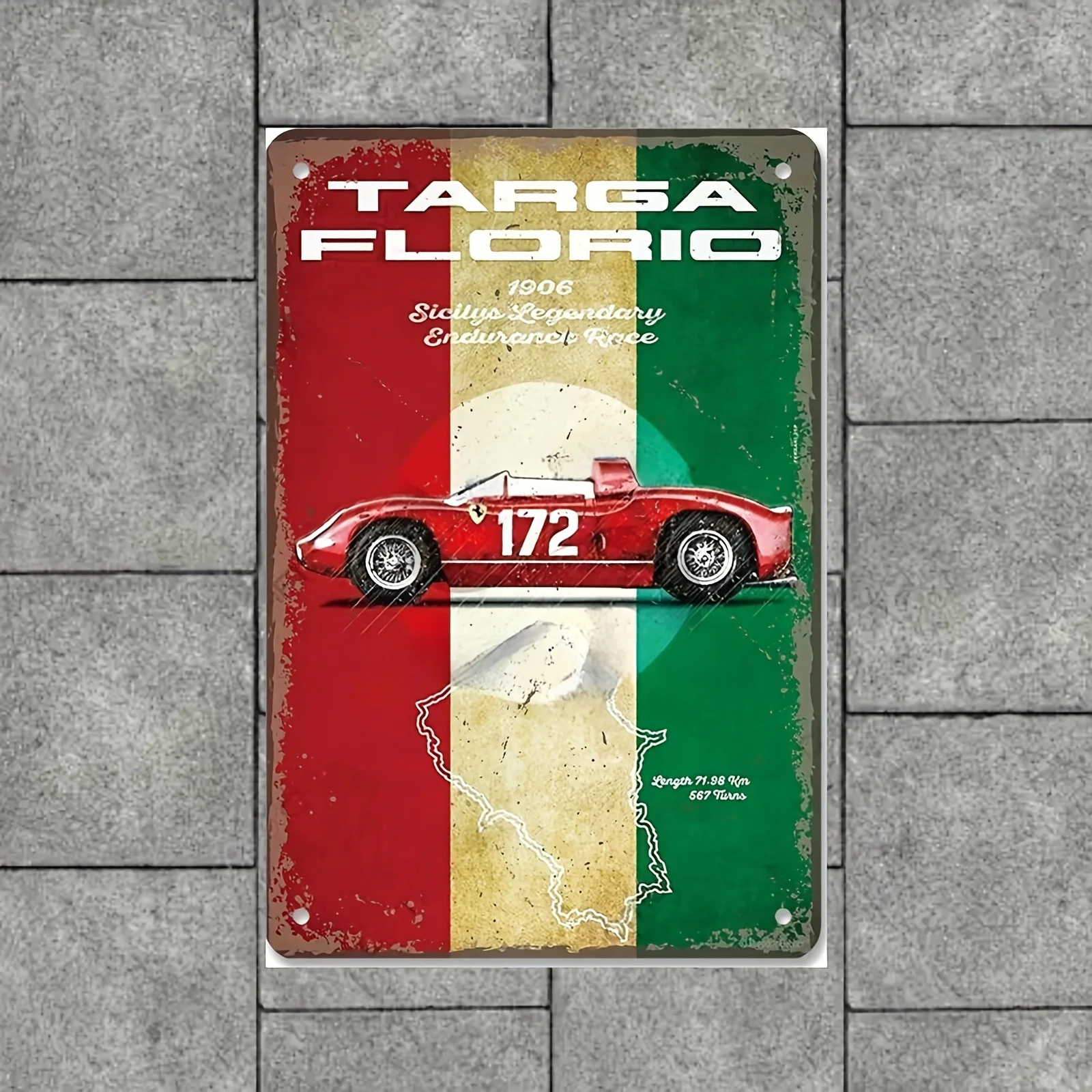 Vintage Race Car Metal Sign - Unframed Wall Art for Garage & Home Decor, Perfect New Year Gift