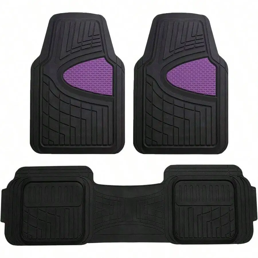 FH Group Car Floor Mats - Heavy-Duty Rubber Floor Mats For Cars Universal Fit Full Set Trimmable Automotive Floor Mats Climaproo