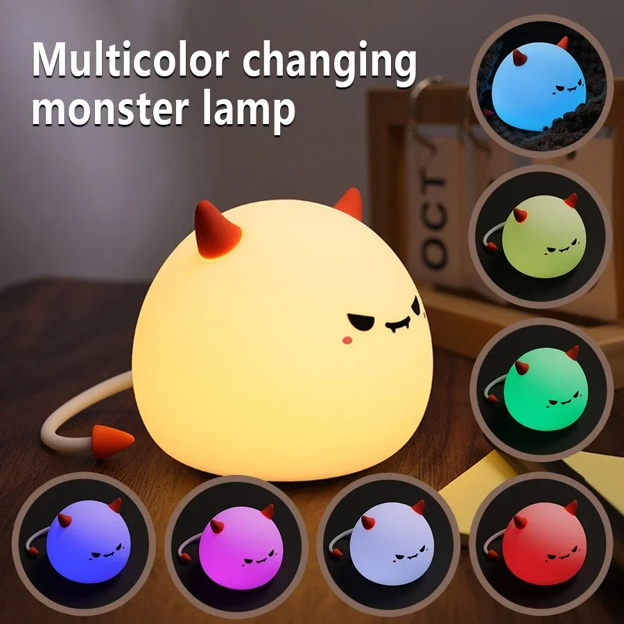 Halloween Pumpkin Ghost Monster Night Lights Led Silicone Lamp Dimable Night Lamp Touch Sensor Timing Bedside Lamp Birthday Gift