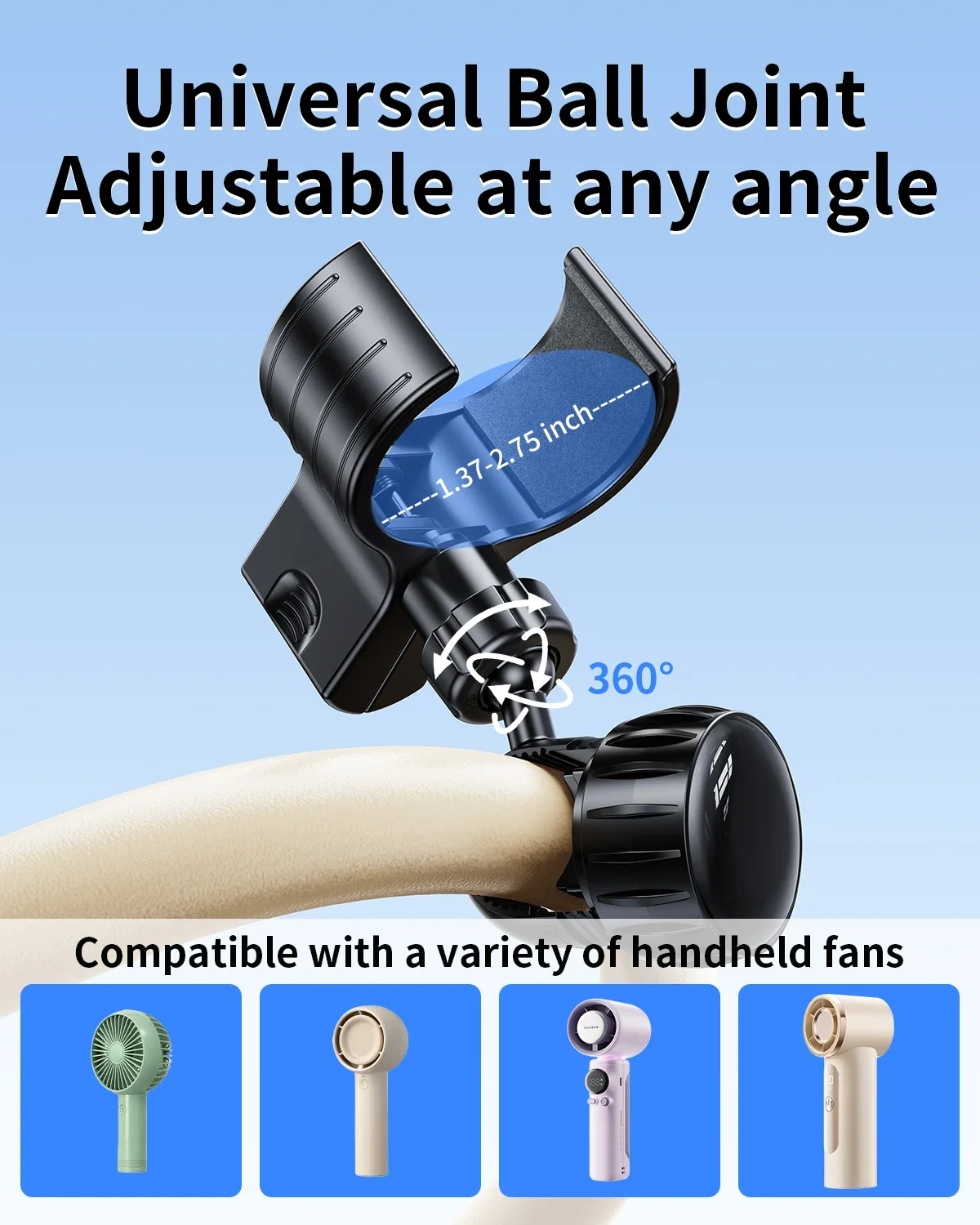 Adjustable Baby Stroller Handheld Fan Holder Clip Universal Handheld Fan Turn to Clip-on Fan Baby Stroller Accessories Cycling