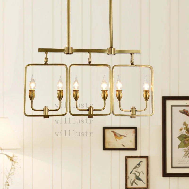 Modern Copper Hanging Light Brass Candle Pendant Lamp Suspension Lighting Hotel Cafe Bar Mall Country Nordic Ceiling Chandelier