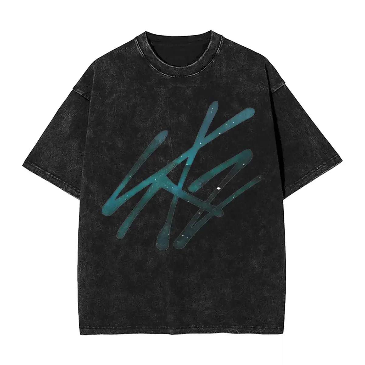 SKZ Logo T Shirt Hip Hop Washed Cotton Harajuku T-Shirts Kpop Korean Music Vintage Men Women Tops Streetwear Summer Tops Tees